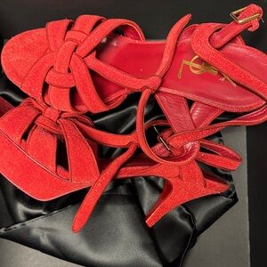 Yves Saint Laurent Red Suede Heels